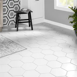SomerTile 8.625x9.875-inch Textilis Basic White Hex Porcelain Floor and Wall Tile (Case of 25)