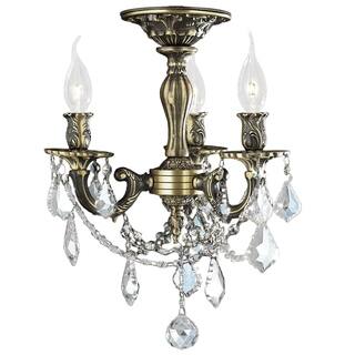 Traditional Elegance 3 Light Antique Bronze Finish with French Pendalogue Crystal Semi Flush Mount C