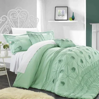 Chic Home Florian Floral Pleated 9-piece Comforter and Sheet Set