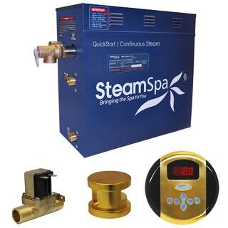 SteamSpa Oasis 9 KW QuickStart Steam Bath Generator Package with Built-in Auto Drain in Polished Gold