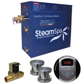SteamSpa Oasis 12 KW QuickStart Steam Bath Generator Package with Built-in Auto Drain in Brushed Nickel