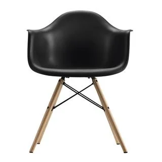 DHP Mid Century Modern Molded Arm Black Chair with Wood Leg