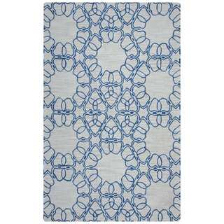 Arden Loft Easley Meadow Beige/ Blue Geometric Abstract Hand-tufted Wool Area Rug (9' x 12')