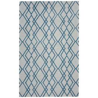 Arden Loft Easley Meadow Ivory/ Light Blue Geometric Abstract Hand-tufted Wool Area Rug (8' x 10')