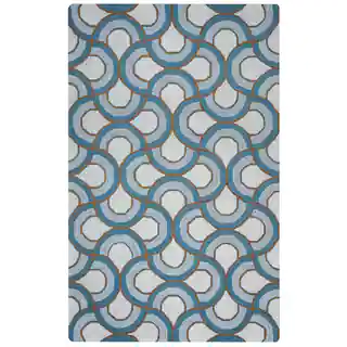 Arden Loft Easley Meadow Ivory/ Blue Geometric Abstract Hand-tufted Wool Area Rug (9' x 12')