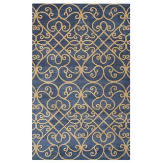 Arden Loft Lewis Manor Charcoal Grey/ Gold Ornamental Hand-tufted Wool Area Rug (10' x 14')