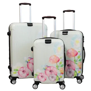 World Traveler Flower Bloom 3-piece Lightweight Hardside Spinner Luggage Set