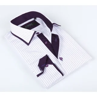 Coogi Luxe Men's White/ Purple Striped Shirt