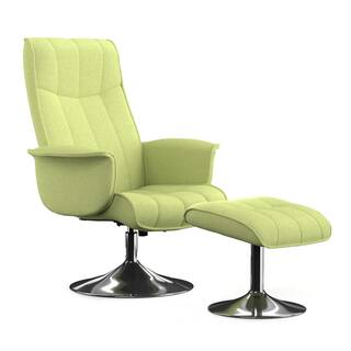 Portfolio Deane Kiwi Green Linen Chair and Ottoman