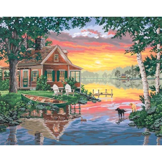 Paint Works Paint By Number Kit 20inX16inSunset Cabin