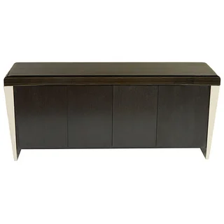 Chow Contemporary Marble Buffet Table in Black Marble and Stainless Steel Finish