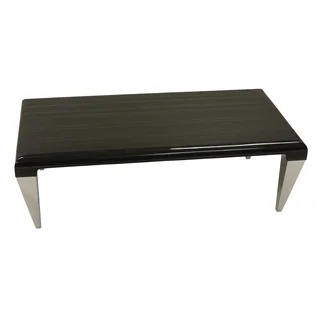 Armen Living Chow Contemporary Marble Coffee Table in Black Marble and Stainless Steel Finish