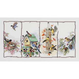 Four Seasons Birds Counted Cross Stitch Kit18inX10in 14 Count