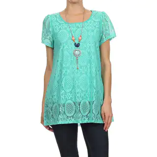 MOA Collection Women's Lined Laced Short Sleeve Tunic