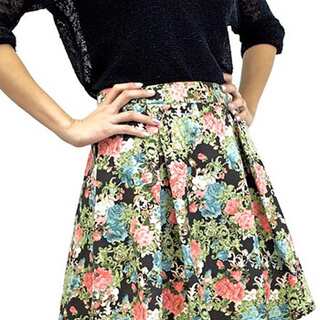 Relished Women's Black Floral Fixation Skirt