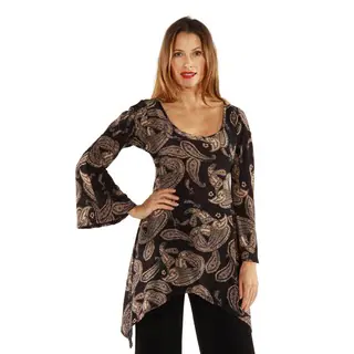 24/7 Comfort Apparel Women's Autumn Floral Printed High-Low Tunic