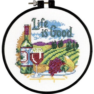 LearnACraft Life Is Good Counted Cross Stitch Kit6in Round 14 Count