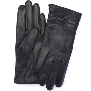 Royce Leather Black Premium Lambskin Leather Cellphone Tablet Touchscreen Women's Large Gloves