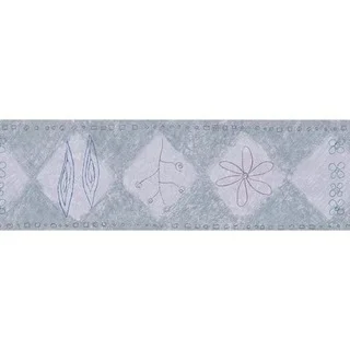 Grey Diamond Floral Wallpaper Border