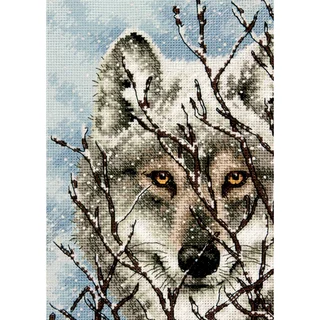 Gold Petite Wolf Counted Cross Stitch Kit5inX7in 18 Count