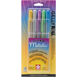 Gelly Roll Metallic Medium Point Pens 5/PkgGold, Silver, Blue, Emerald & Purple