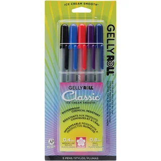 Gelly Roll Medium Point Pens 5/PkgBlack, Blue, Red, Purple & Royal Blue