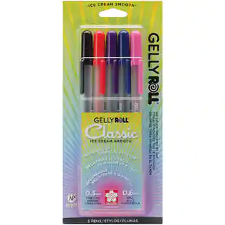Gelly Roll Fine Point Pens 5/PkgRoyal Blue, Red, Purple, Black & Pink