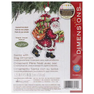 Susan Winget Santa W/Bag Ornament Counted Cross Stitch Kit3.5inX4.75in 14 Count Plastic Canvas