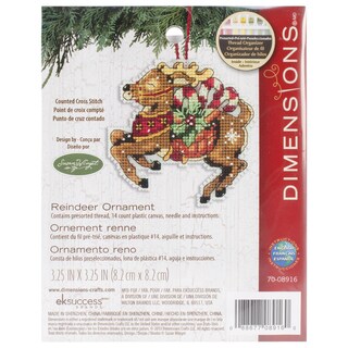 Susan Winget Reindeer Ornament Counted Cross Stitch Kit3.75inX3.5in 14 Count Plastic Canvas
