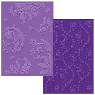 Sizzix Textured Impressions A6 Embossing Folders 2/PkgDamask & Beaded Floral Stripe