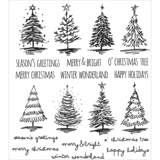 Tim Holtz Cling Rubber Stamp Set 7inX8.5inScribbly Christmas