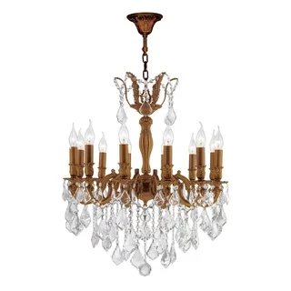 French Imperial Collection 12 light French Gold Finish and Clear Crystal Chandelier 24" x 27"