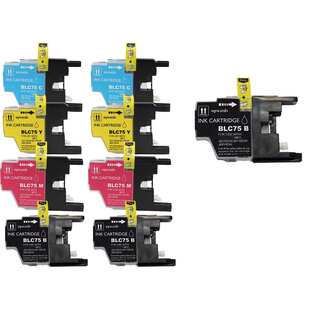2Sets+1BK LC75 BK C M Y Compatible Ink Cartridge for Brother DCP-J525 DCP-J725 (Pack of 9)