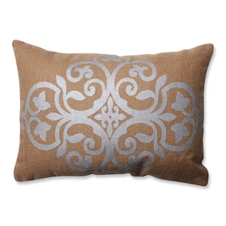 Pillow Perfect Silver Geometric Tan Burlap Rectangular Throw Pillow