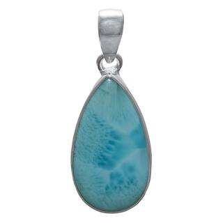 Handcrafted Sterling Silver Larimar Pendant / 18-inch Drop Necklace (India)
