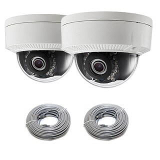LaView High Definition Wide Angle IP Dome Camera 2.0 MP 1080p 100 ft. of Night Vision with Two 100 ft. Cat5e Cables (Pack of 2)