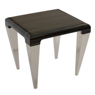 Armen Living Chow Contemporary End Table in Black Marble and Stainless Steel Finish