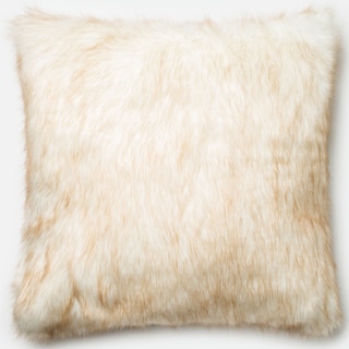 Faux Fur Ivory/ Camel Down Feather or Polyester Filled 22-inch Throw Pillow or Pillow Cover