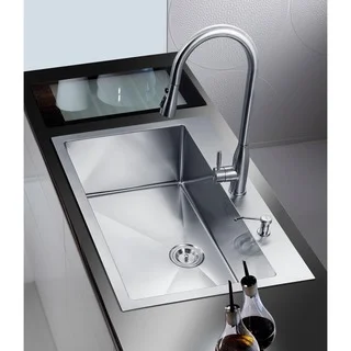 NationalWare Overmount Stainless Steel 33 in. 2-Hole Single Bowl Kitchen Sink in Stainless Steel