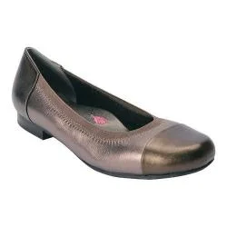 Women's Ros Hommerson Rebecca Cap Toe Flat Pewter Leather/Patent Leather