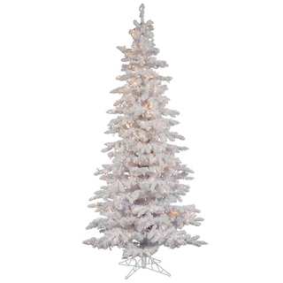 7.5' x 43" Flocked White Slim Tree with 400 Clear Dura-lit Lights