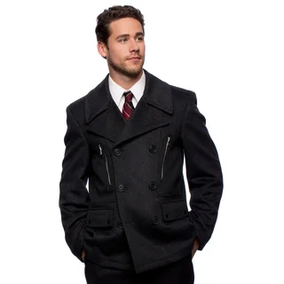 West End Young Men's "Willard" Charcoal Double Breasted Pea Coat