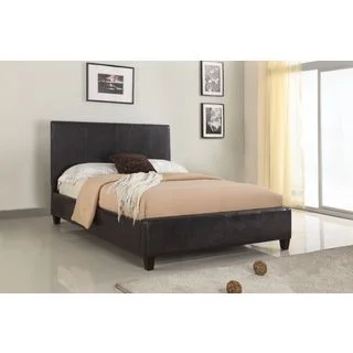 Modern Upholstered Platform Bed in Chocolate