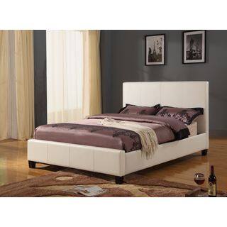 Modern Full-size Upholstered Platform Bed in Ivory