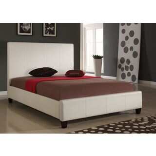 Modern Full-size Upholstered Panel Bed in Ivory
