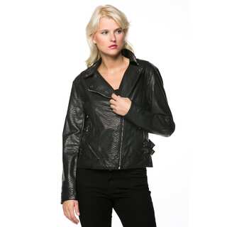 High Secret Women's Black Zip-up Faux Leather Moto Jacket