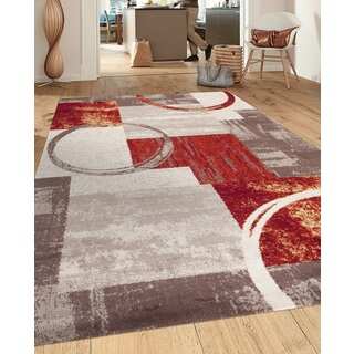 Contemporary Abstract Circle Design Multi 5 ft. 3 in. x 7 ft. 3 in. Indoor Area Rug