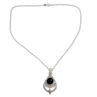 Handcrafted Sterling Silver 'Black Magic' Onyx Necklace (India)