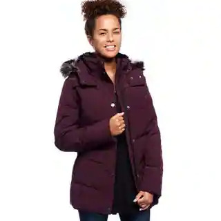 Women's Down Coat with Detachable Faux Fur Hood