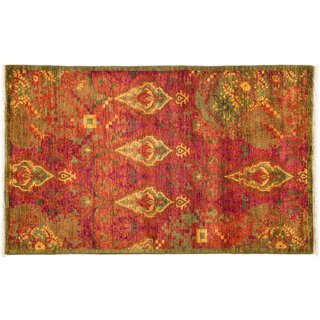 Suzani Hand Knotted Area Rug - 3x5 Green